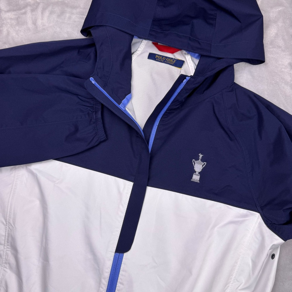Polo Golf Ralph Lauren Women 122nd US Open Windbreaker Jacket Navy White Hooded*